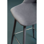Warren Bar Chair | Grey Velvet Bar Chair with Silver Finish Footrest