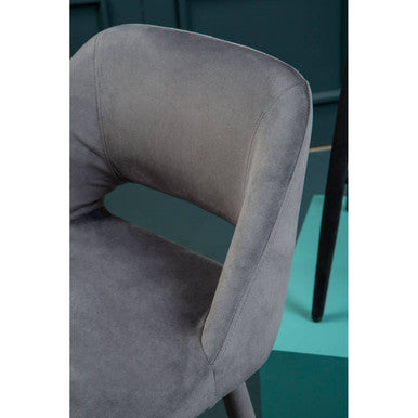 Warren Bar Chair | Grey Velvet Bar Chair with Silver Finish Footrest