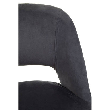Warren Bar Chair | Grey Velvet Bar Chair with Silver Finish Footrest