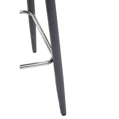 Warren Bar Chair | Grey Velvet Bar Chair with Silver Finish Footrest