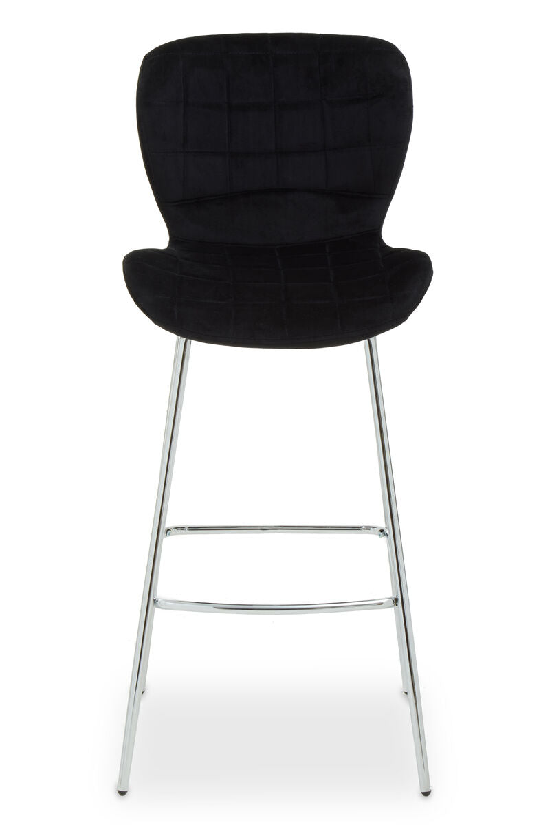 Warton Bar Chair | Black Velvet Quilted Bar Chair