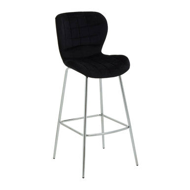 Warton Bar Chair | Black Velvet Quilted Bar Chair