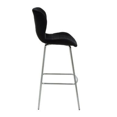 Warton Bar Chair | Black Velvet Quilted Bar Chair