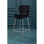 Warton Bar Chair | Black Velvet Quilted Bar Chair
