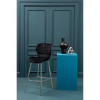 Warton Bar Chair | Black Velvet Quilted Bar Chair