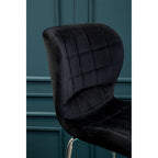 Warton Bar Chair | Black Velvet Quilted Bar Chair