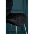 Warton Bar Chair | Black Velvet Quilted Bar Chair