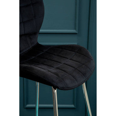Warton Bar Chair | Black Velvet Quilted Bar Chair