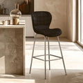 Warton Bar Chair | Black Velvet Quilted Bar Chair