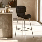 Warton Bar Chair | Black Velvet Quilted Bar Chair