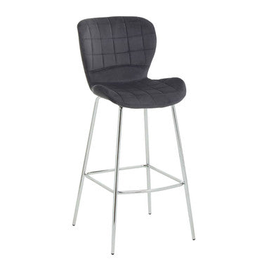 Warton Bar Chair | Grey Velvet Quilted Bar Chair