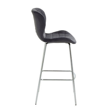 Warton Bar Chair | Grey Velvet Quilted Bar Chair