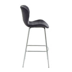 Warton Bar Chair | Grey Velvet Quilted Bar Chair