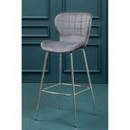 Warton Bar Chair | Grey Velvet Quilted Bar Chair