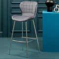 Warton Bar Chair | Grey Velvet Quilted Bar Chair