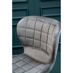 Warton Bar Chair | Grey Velvet Quilted Bar Chair