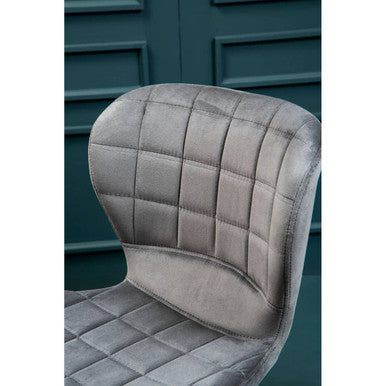 Warton Bar Chair | Grey Velvet Quilted Bar Chair