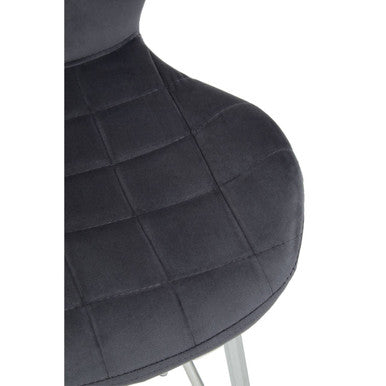 Warton Bar Chair | Grey Velvet Quilted Bar Chair