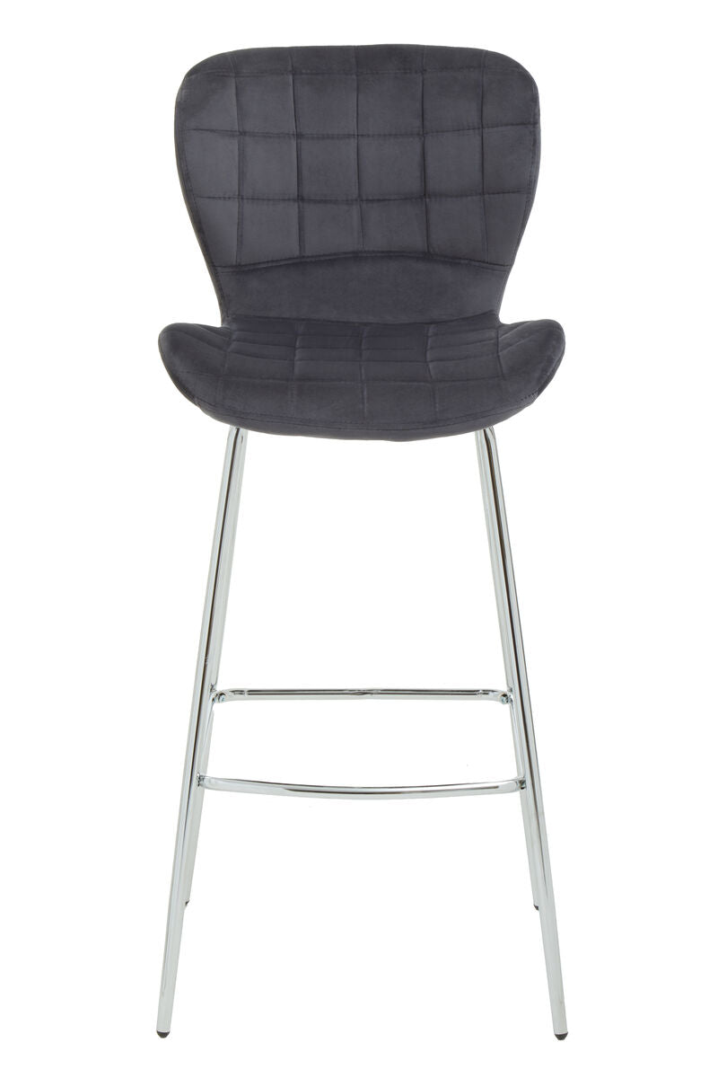 Warton Bar Chair | Grey Velvet Quilted Bar Chair
