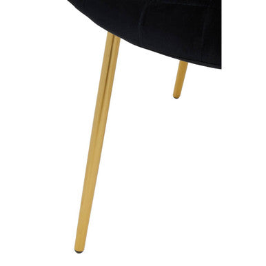 Warton Dining Chair | Black Velvet Quilted Dining Chair