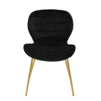 Warton Dining Chair | Black Velvet Quilted Dining Chair