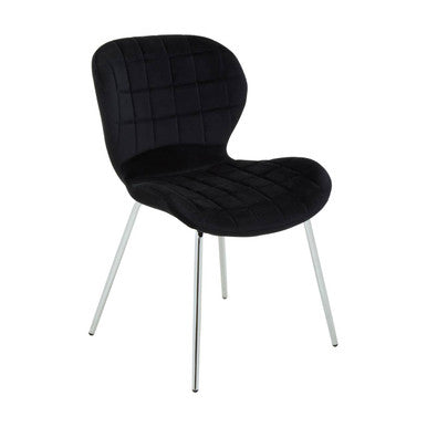 Warton Dining Chair | Black Velvet Quilted Dining Chair