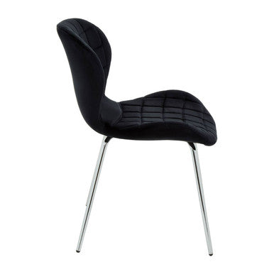 Warton Dining Chair | Black Velvet Quilted Dining Chair