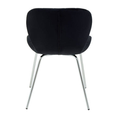 Warton Dining Chair | Black Velvet Quilted Dining Chair