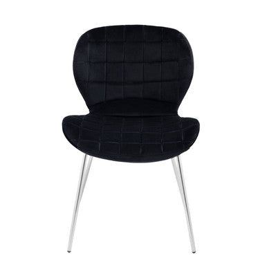Warton Dining Chair | Black Velvet Quilted Dining Chair