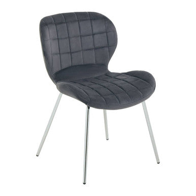 Warton Dining Chair | Grey Velvet Quilted Dining Chair