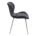 Warton Dining Chair | Grey Velvet Quilted Dining Chair