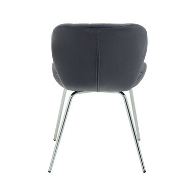 Warton Dining Chair | Grey Velvet Quilted Dining Chair