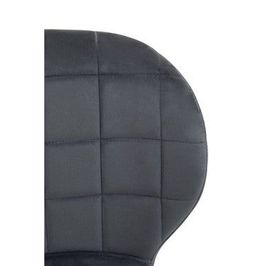 Warton Dining Chair | Grey Velvet Quilted Dining Chair