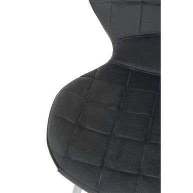 Warton Dining Chair | Grey Velvet Quilted Dining Chair