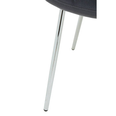 Warton Dining Chair | Grey Velvet Quilted Dining Chair