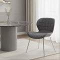 Warton Dining Chair | Grey Velvet Quilted Dining Chair