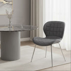 Warton Dining Chair | Grey Velvet Quilted Dining Chair