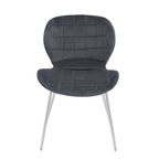 Warton Dining Chair | Grey Velvet Quilted Dining Chair