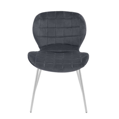 Warton Dining Chair | Grey Velvet Quilted Dining Chair