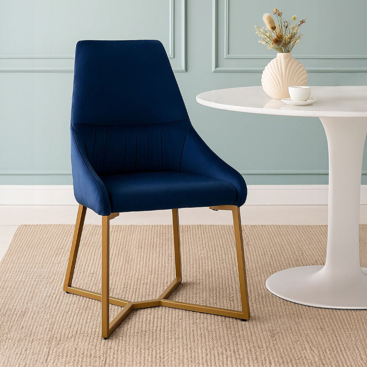 Vieste Dining Chair | Midnight Blue Velvet Dining Chair