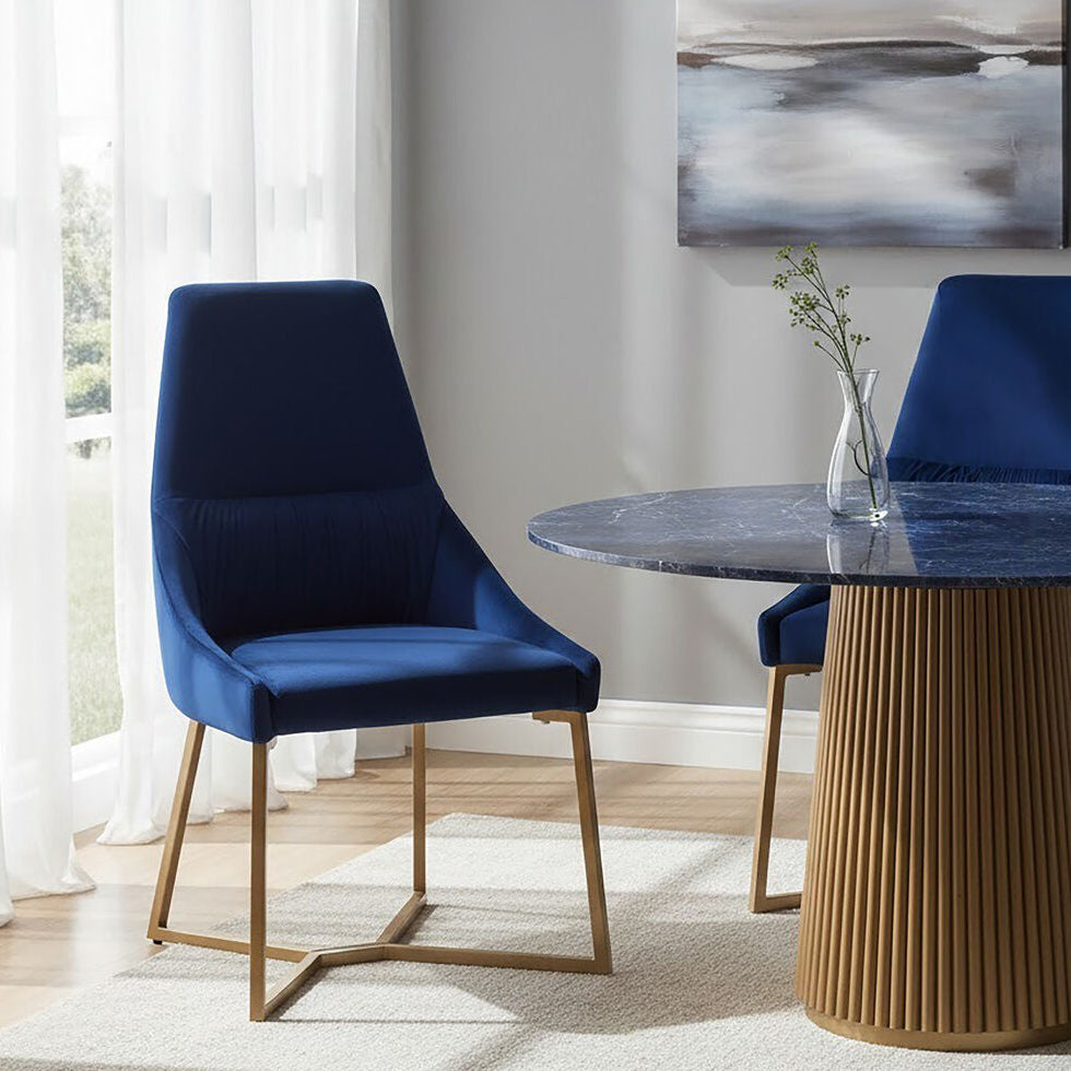 Vieste Dining Chair | Midnight Blue Velvet Dining Chair