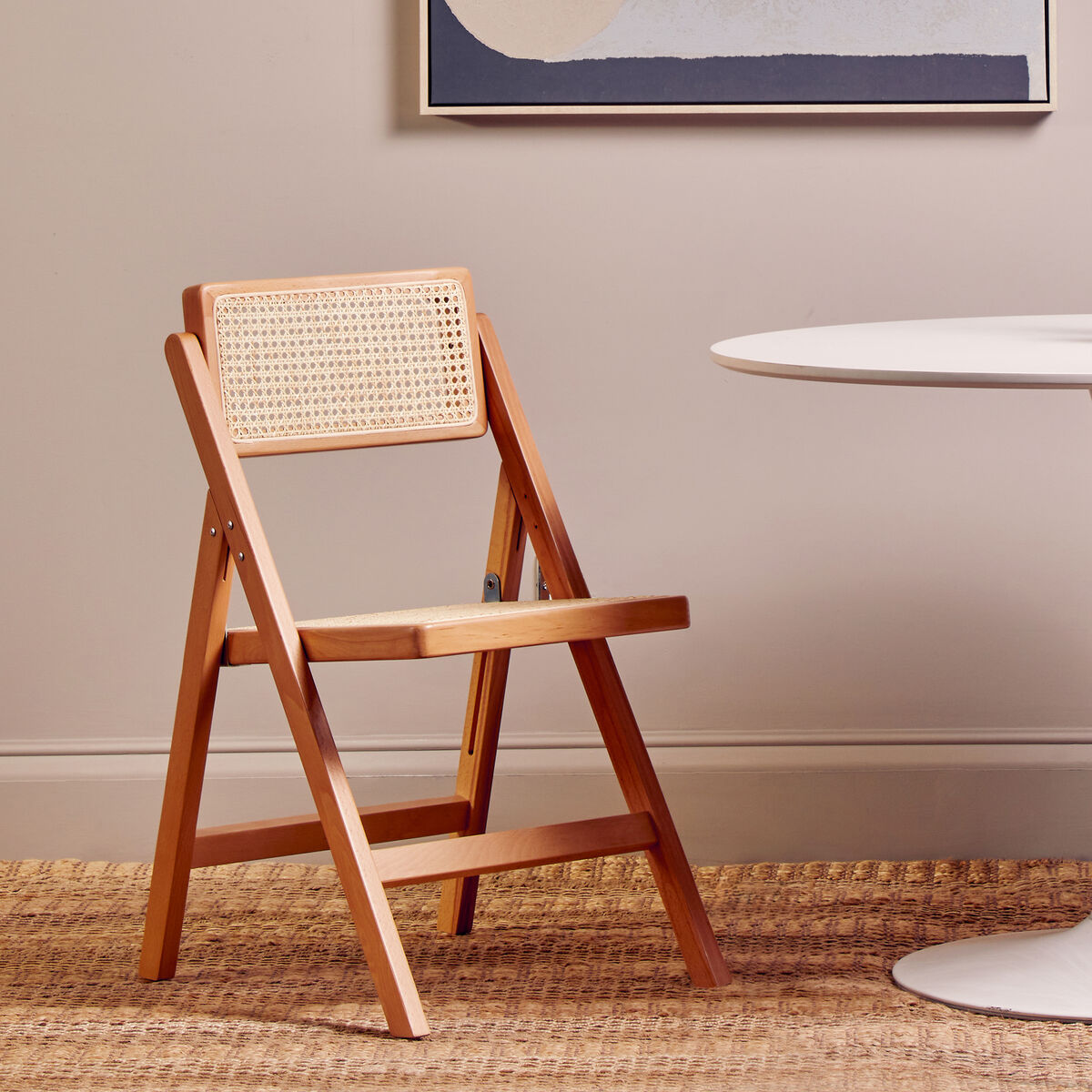 Cebu Folding Chair | Natural Beech Wood and Rattan Folding Chair