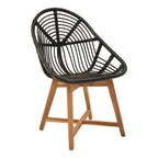 Manado Accent Chair | Black Rattan and Teak Wood Chair