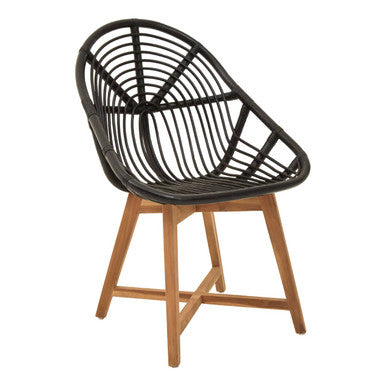 Manado Accent Chair | Black Rattan and Teak Wood Chair