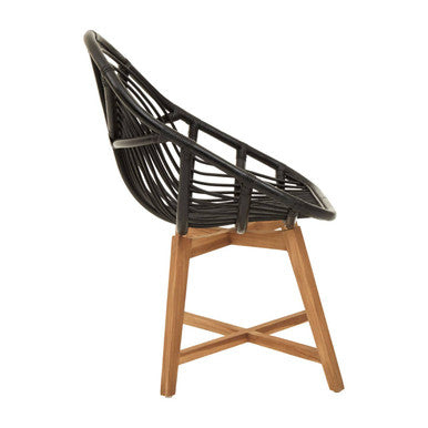 Manado Accent Chair | Black Rattan and Teak Wood Chair