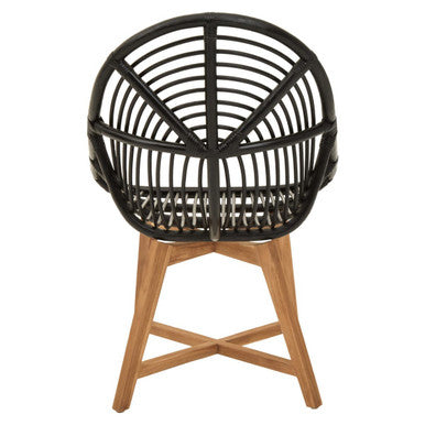 Manado Accent Chair | Black Rattan and Teak Wood Chair