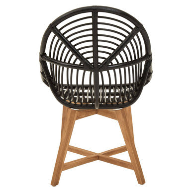 Manado Accent Chair | Black Rattan and Teak Wood Chair