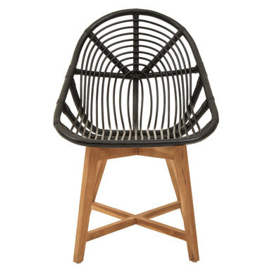 Manado Accent Chair | Black Rattan and Teak Wood Chair