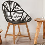 Manado Accent Chair | Black Rattan and Teak Wood Chair