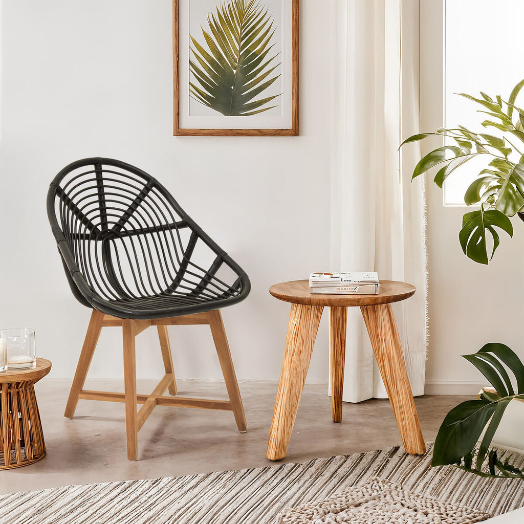 Manado Accent Chair | Black Rattan and Teak Wood Chair